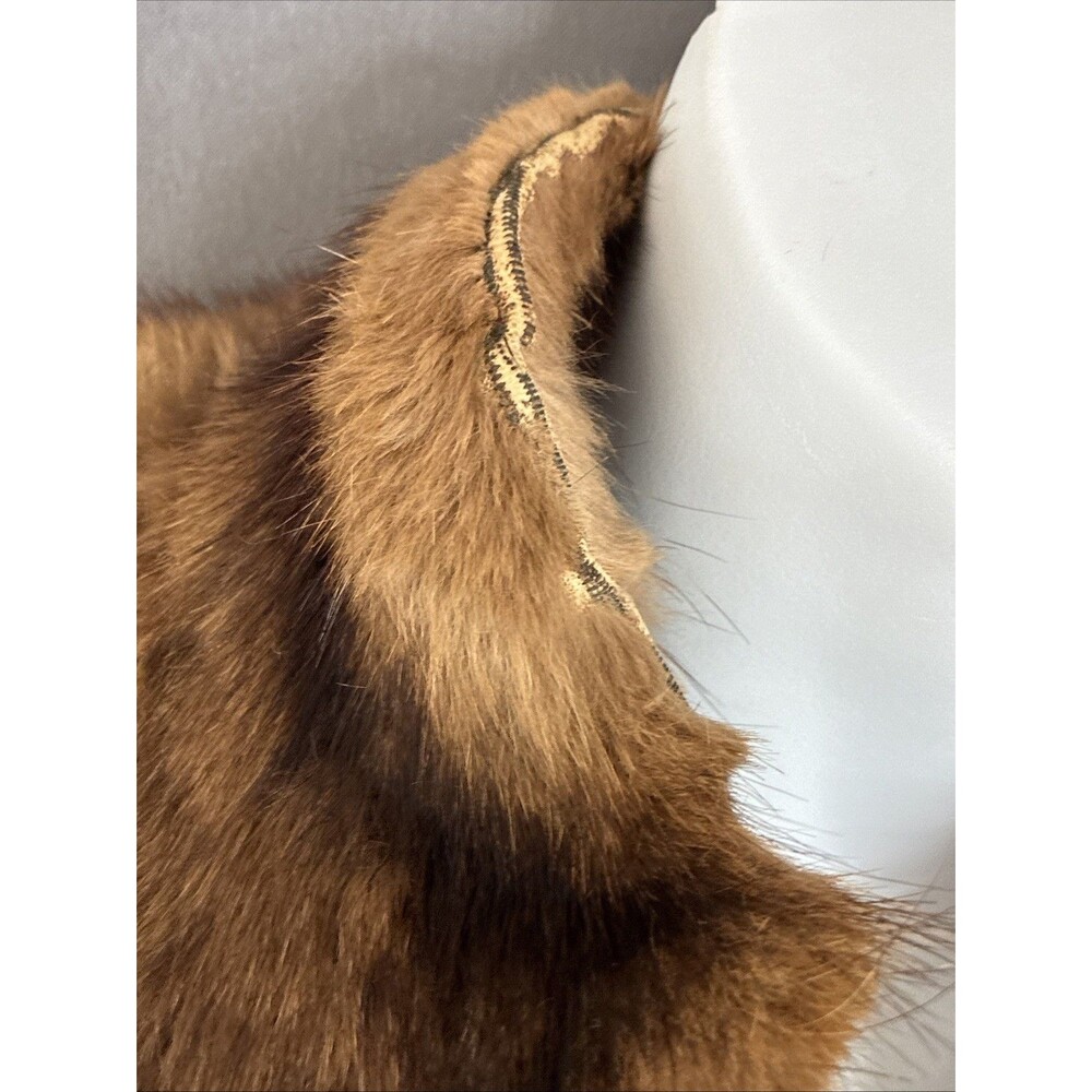 Vtg Maas Brothers Florida Brown Fur Cropped Coat Stole Small Mob Wife FLAWS READ - Picture 12 of 16